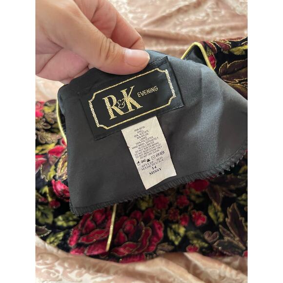 Vintage 80s/90s velour rose goth dark floral button up jacket size large - Picture 8 of 8